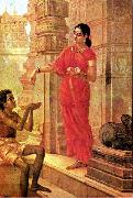 Raja Ravi Varma Lady Giving Alms oil painting artist